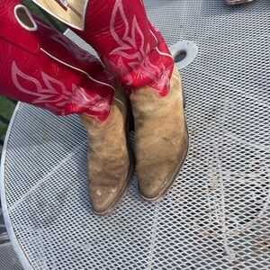 Olathe Boot Co. Tan Rough out Cowboy boots